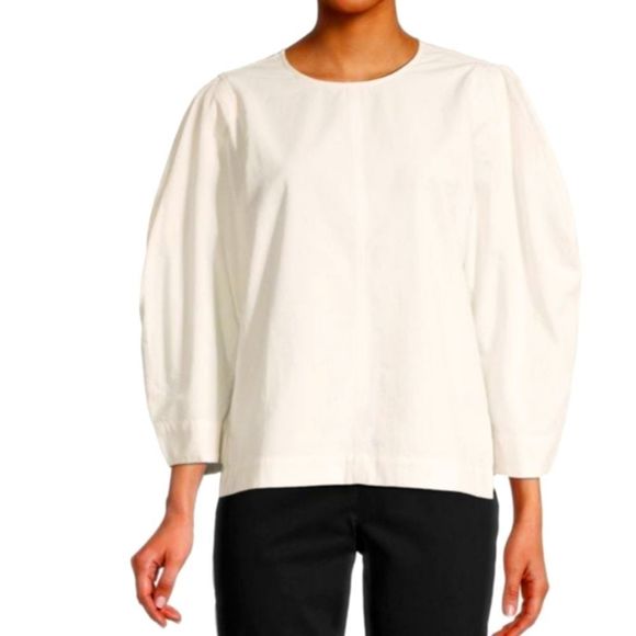 NWT MADEWELL CREPE PUFF SLEEVE TOP S SMALL LIGHTHOUSE - Picture 1 of 3